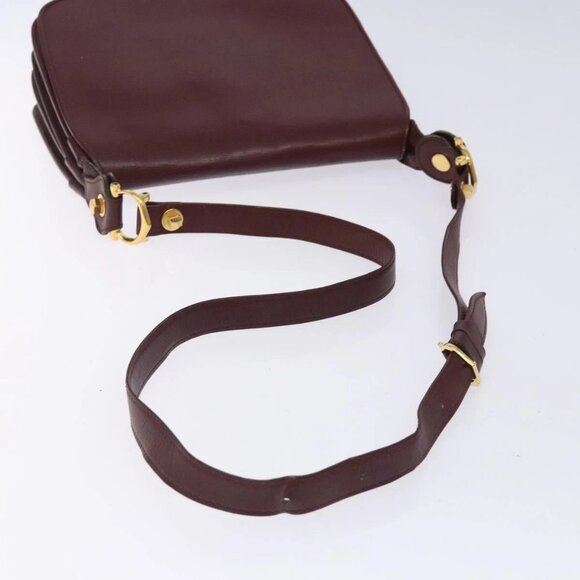 CARTIER Must Line Shoulder Bag Leather Bordeaux Gold Auth - Picture 5 of 15